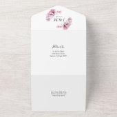 Transparente dusty Rose Floral Monogram Wedding All In One Einladung (Außenbereich)