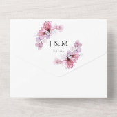 Transparente dusty Rose Floral Monogram Wedding All In One Einladung (Rückseite)