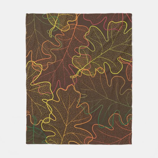 Transparente Eichen-Blätter, Herbstmuster. Fleecedecke (Vorderseite)
