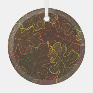 Transparente Eichen-Blätter, Herbstmuster. Ornament Aus Glas