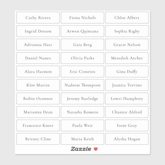 Transparente, einfache und raffinierte Namen Aufkleber (Blatt)