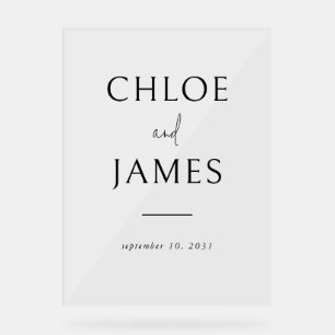 Transparente Elegant Custom Couple's Name Wedding Acrylschild
