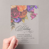 Transparente Elegant Moody Vibrant Blumenhochzeit Acryleinladungen (Insitu (Handheld))