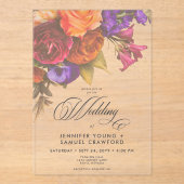 Transparente Elegant Moody Vibrant Blumenhochzeit Acryleinladungen (Vorderseite)