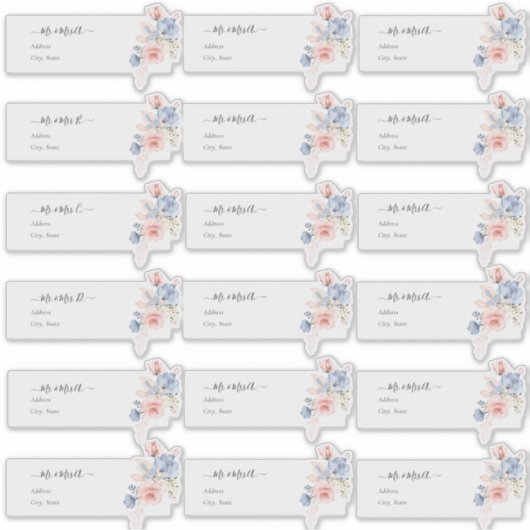 Transparente Gastadresse Blush Blue H2 Blume Aufkleber (Vorderseite)