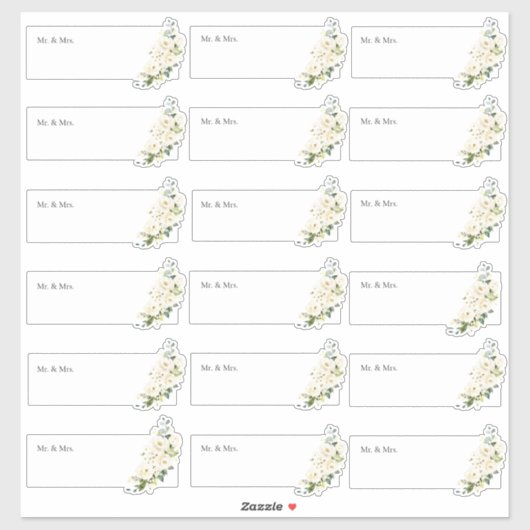 Transparente Gastadresse H2 Alabaster-Rose Aufkleber (Blatt)