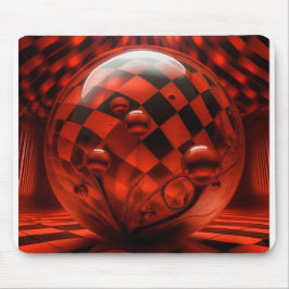 Transparente Glassphären und Schachbrettboden Mousepad