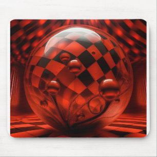 Transparente Glassphären und Schachbrettboden  Mousepad
