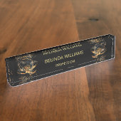 Transparente Gold Rose Schwarz Namensplakette (Seite)