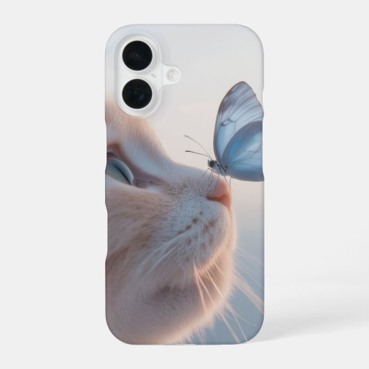 Transparente Katze und Blue Butterfly Phone Case iPhone 16 Hülle (Rückseite)