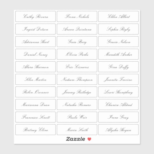 Transparente, klassisch elegante Namen von GastInn Aufkleber (Blatt)