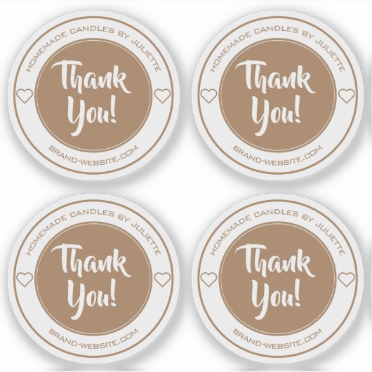 Transparente Kraft Herz Vielen Dank Aufkleber Labe (Vorderseite)