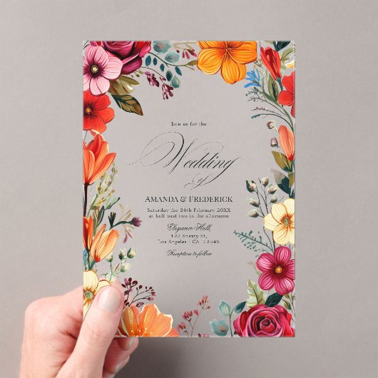 Transparente lebendige mexikanische Fiesta-Hochzei Acryleinladungen (Insitu (Handheld))