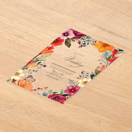 Transparente lebendige mexikanische Fiesta-Hochzei Acryleinladungen (Ablage )