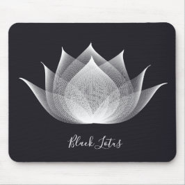 Transparente Lotus Schwarz-Weiß-Blütenvorlage Mousepad