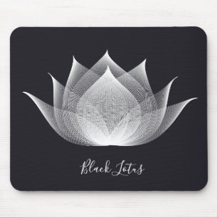 Transparente Lotus Schwarz-Weiß-Blütenvorlage Mousepad