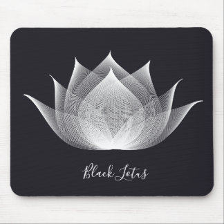 Transparente Lotus Schwarz-Weiß-Blütenvorlage Mousepad