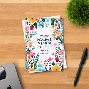 Transparente mexikanische Fiesta-Blume Hochzeit Acryleinladungen