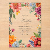 Transparente mexikanische Fiesta Vibrant Blumenhoc Acryleinladungen (Vorderseite)