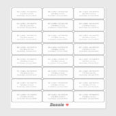 Transparente Minimalistische Rücksendeadressen-Auf Aufkleber (Blatt)