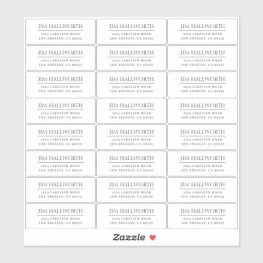 Transparente moderne Schwarz-Weiß-Rücksendeadresse Aufkleber (Blatt)