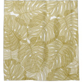 Transparente Monstera Blätter Weißer Hintergrund Duschvorhang (Vorderseite)