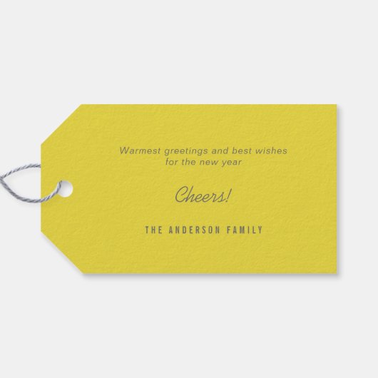 Transparente, mutige Feier für den Neujahrsfest Geschenkanhänger (Rückseite Horizontal)