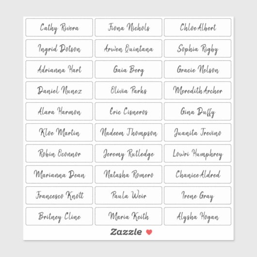 Transparente Namen von Pinselskripten Aufkleber (Blatt)