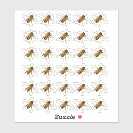 Transparente oder weiße, realistische Honigbiene i Aufkleber (Blatt)