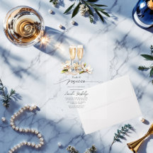 Transparente Perlen und Prosecco-Brautparty