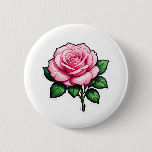 Transparente Rosa-Blume-Aufkleber Button (Vorderseite)
