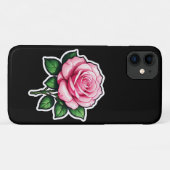 Transparente Rosa-Blume-Aufkleber Case-Mate iPhone Hülle (Rückseite (Horizontal))