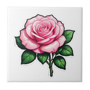 Transparente Rosa-Blume-Aufkleber Fliese