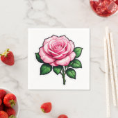 Transparente Rosa-Blume-Aufkleber Serviette (Beispiel)