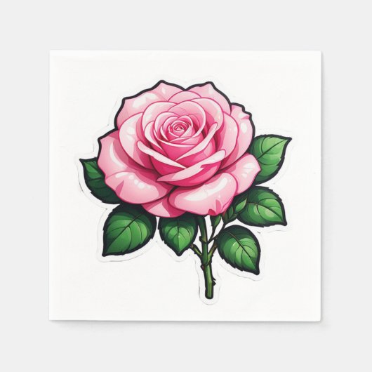 Transparente Rosa-Blume-Aufkleber Serviette (Vorderseite)