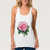 Transparente Rosa-Blume-Aufkleber Tank Top (Vorderseite)