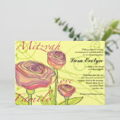 Transparente Rose Bat Mitzvah Einladung (Stehend Vorderseite)