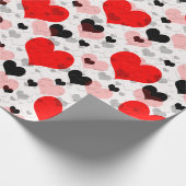 Transparente Rot-Schwarz-Liebe Form Herz Geschenkpapier (Ecke)