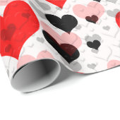 Transparente Rot-Schwarz-Liebe Form Herz Geschenkpapier (Rolleneckpunkt)