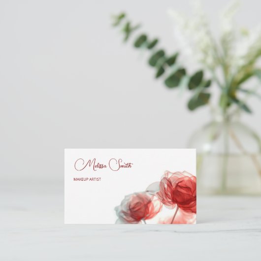 Transparente rote Blume Visitenkarte (Stehend Vorderseite)