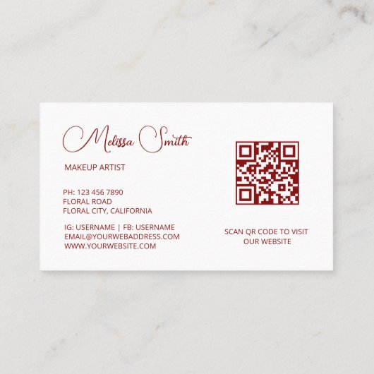 Transparente rote Blume Visitenkarte (Rückseite)