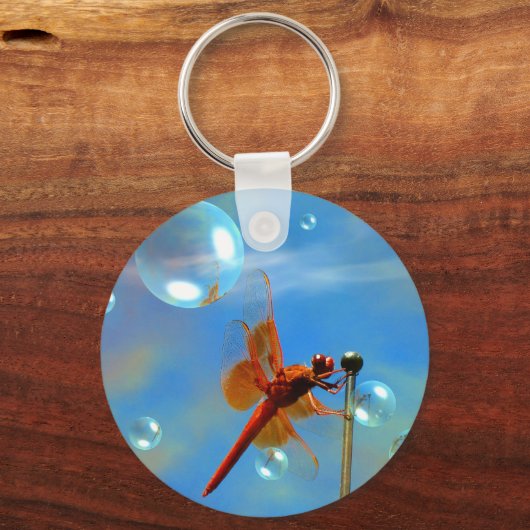 Transparente Rote Libelle Schlüsselanhänger (Vorderseite)