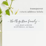 Transparente Rücksendeadressen-Aufkleber löschen Aufkleber<br><div class="desc">Elegante transparente Rücksendeadressen-Aufkleber für Ihre Einladungen. Jedes Etikett auf dem 8x8"-Blatt ist etwas weniger als 1" hoch und etwa 2, 5" breit.</div>