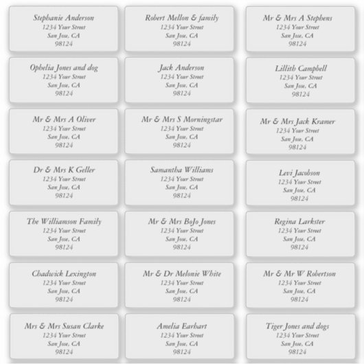 Transparente Schlichte Empfängeradressen Aufkleber (Vorderseite)
