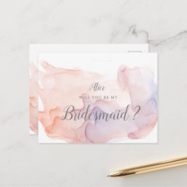 Transparente Seide Moderne Bridesmaid Einladung Postkarte