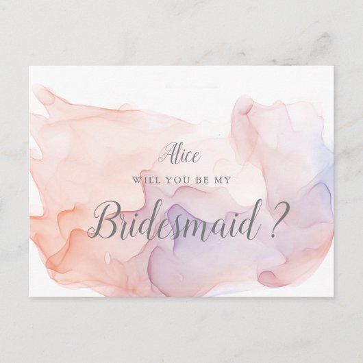 Transparente Seide Moderne Bridesmaid Einladung Postkarte (Vorderseite)