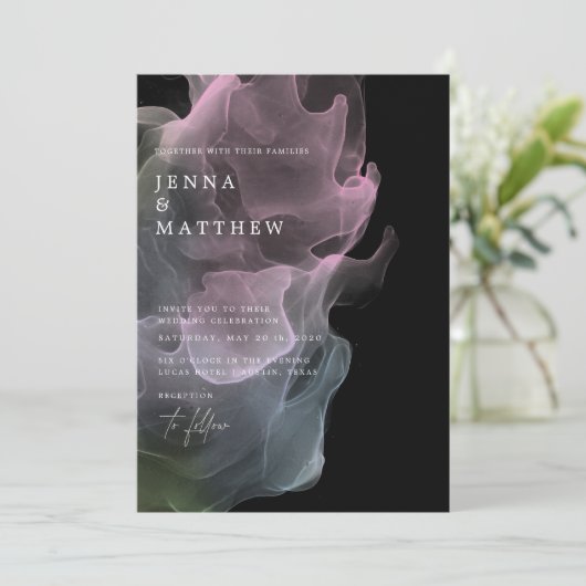 Transparente Seide Moderne Hochzeit Einladung (Stehend Vorderseite)