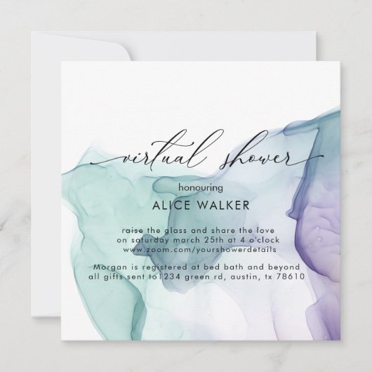 Transparente Seidendusche - Einladung (Vorderseite)