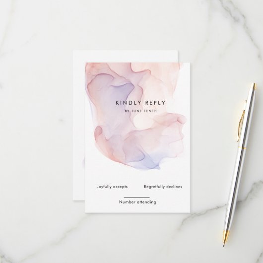 Transparente Silk Moderne vertikale RSVP-Karte RSVP Karte (Vorderseite/Rückseite Beispiel)