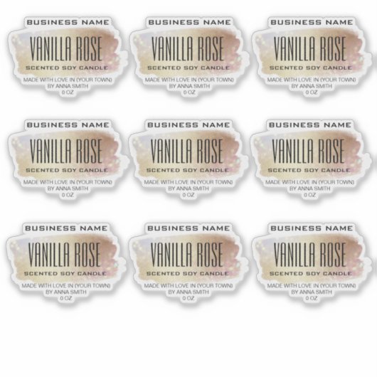 Transparente Sojakandellabellen Gold Opal Glitzern Aufkleber (Vorderseite)